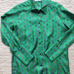 NEW SANDRO green 100 percent silk shirt blouse size 2